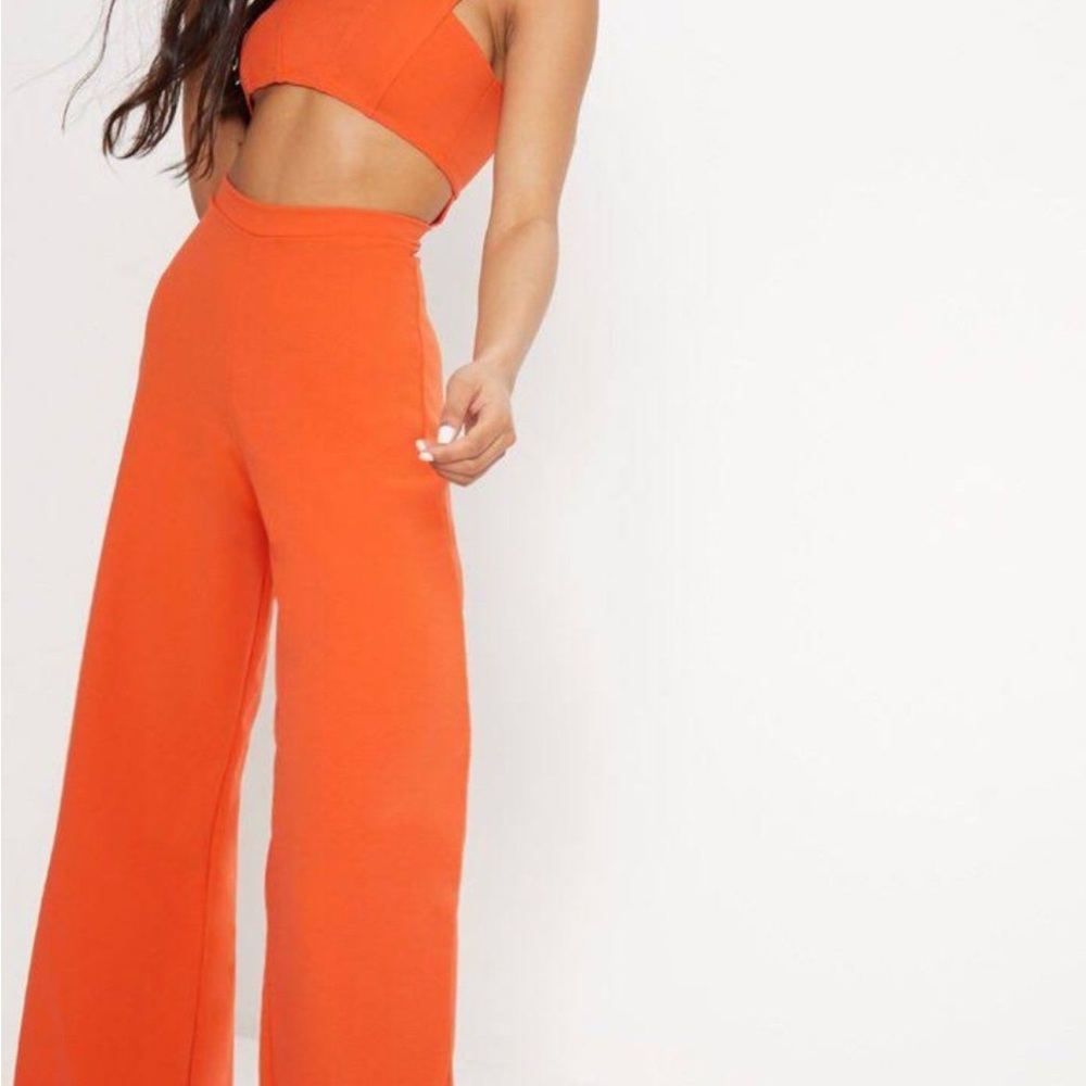 PrettyLittleThing Bold Orange Cutout Jumpsuit